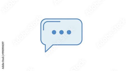 Blue Speech Bubble Icon with Dots.