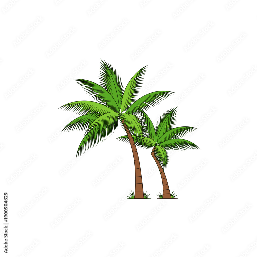 Obraz premium Tropical Palm Trees Vector for Island Travel