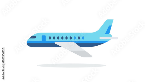 Blue Corporate Jet Flying Through Air.