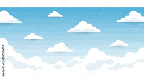 A beautiful, clear blue sky filled with fluffy white clouds on a bright sunny day.