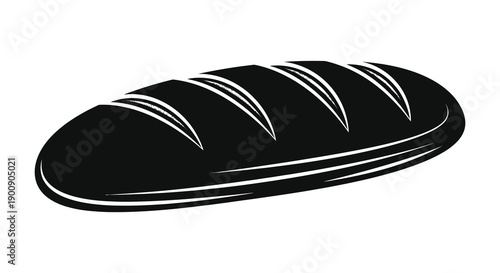 A stylized black and white illustration depicts a loaf of bread with distinct scoring lines on top