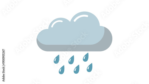 Rain Cloud with Falling Raindrops Illustration.