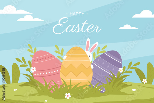 Flat background for easter day celebration