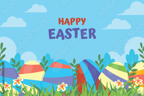 Flat background for easter day celebration