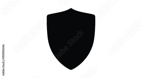 A stark minimalist image presents a solid black shield shape against a clean white background high quality professional