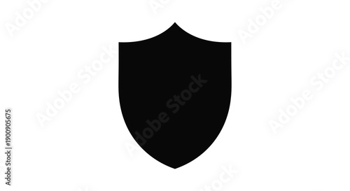 A stark simple image depicts a solid black shield shape against a bright white background conveying protection
