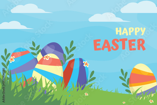 Flat background for easter day celebration
