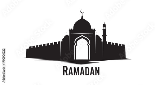 Ramadan Mosque Silhouette Greeting Card Design
