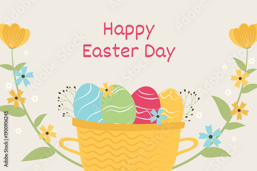 Flat background for easter day celebration