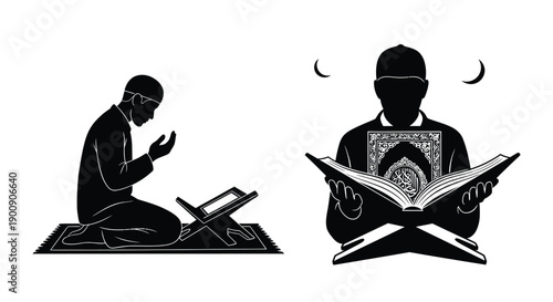 Ramadan Prayer Silhouette Greeting Card Design