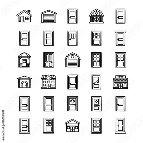 25 Modern Filled Door Icons – Vector Editable for UI and Branding