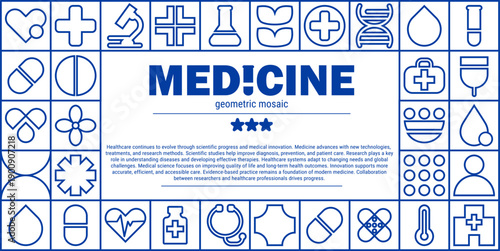 Health day background featuring abstract line hospital mosaic pattern.