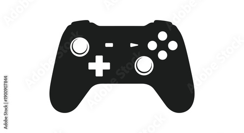 A minimalist black silhouette of a modern video game controller with standard button layout high quality professional detailed