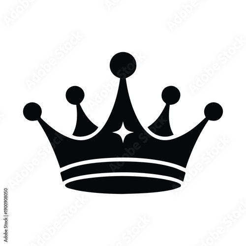 Elegant black crown icon with star detail on white background