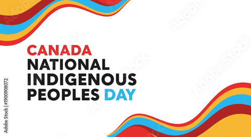 Canada National Indigenous Peoples Day graphic with wavy colorful elements.