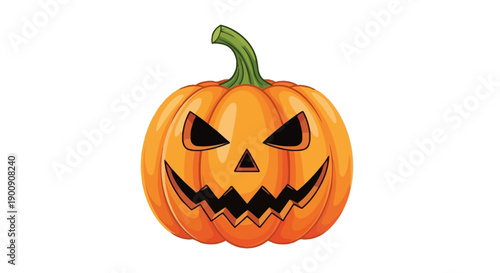 A classic jack-o'-lantern with a carved spooky face, perfect for Halloween decorations.