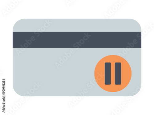 Credit card with pause button symbol representing suspension of payment or service