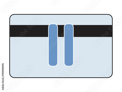 Pause button symbol on light blue card, media player control and temporary stop