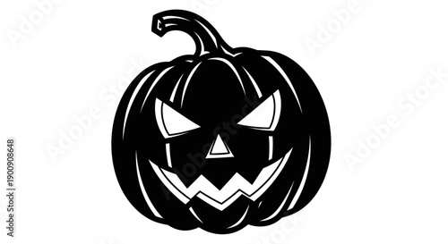 A black silhouette of a carved Halloween pumpkin with a spooky face.