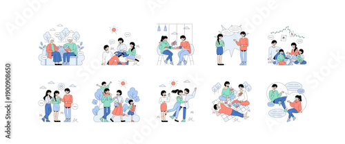 Group Socializing and Relaxation in Vector Illustration