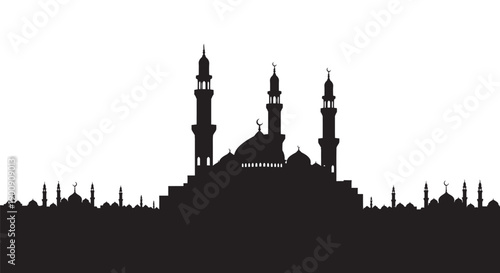 Ramadan Village Mosque Silhouette Cutout Art