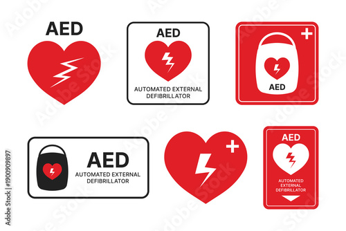 AED Emergency Defibrillator Icon, First Aid Automated External Defibrillator Icon Vector Illustration