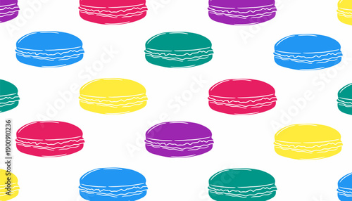 macaron colored background pattern. colorless doodle macro on pattern background. French macaron plural colored background pattern. dessert food macarons pattern.