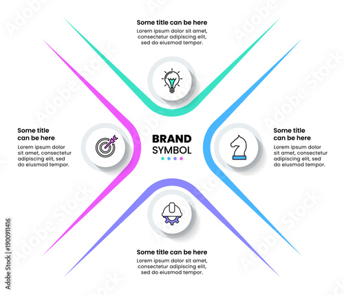 Infographic template. Abstract cross with 4 circles