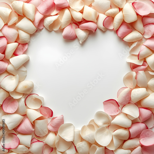 Heart shape rose petals background 