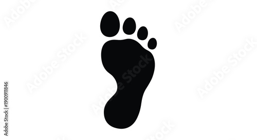 A stark black silhouette depicts a human foot showcasing the toes arch and heel distinctly against a white background