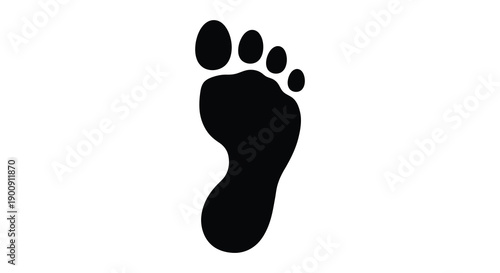 A simple black silhouette depicts a human foot showcasing the toes arch and heel clearly against white