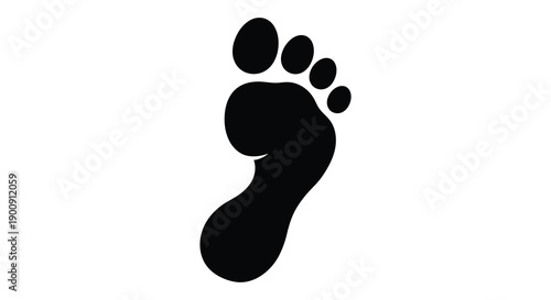 A stark black silhouette depicts a human foot showcasing toes arch and heel against a white background