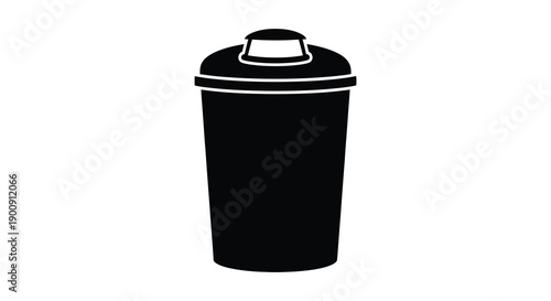 A stark black and white silhouette depicts a cylindrical spray paint can showcasing its nozzle and cap high quality professional