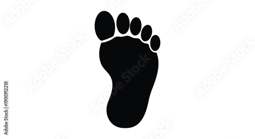 A simple black silhouette depicts a human foot showcasing the outline of toes and sole high quality professional