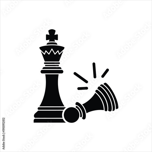 Black king standing over a fallen white pawn in a chess game