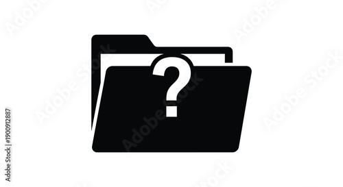 A simple black and white icon depicts a folder with a question mark inside symbolizing unknown files
