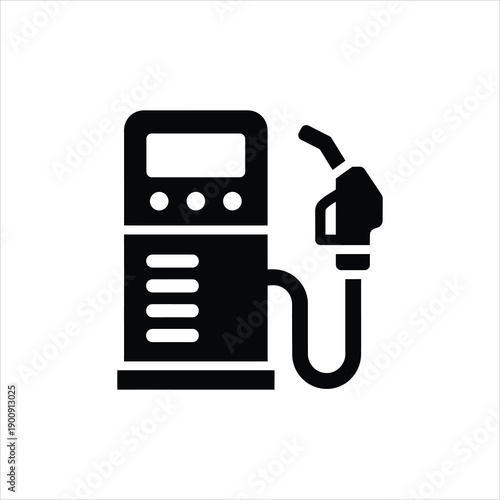 Simple black icon depicting a gas pump for fueling vehicles
