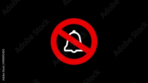 No notification bell mute icon animation disable alerts silent mode symbol abstract design. 4k,...