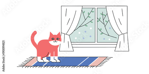 This charming digital illustration shows a stylish feline gentleman in an elegant tuxedo and bow tie