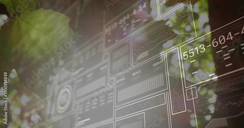 Displaying semi-transparent wireframe interface hovering over canopy, leaf left, showing 5513-604-