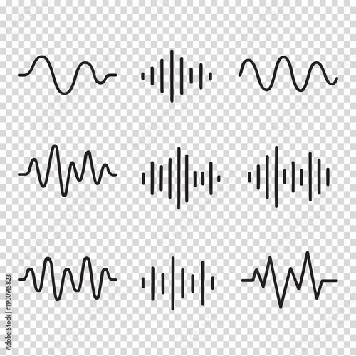 Modern sound wave graphic elements for audio visualization