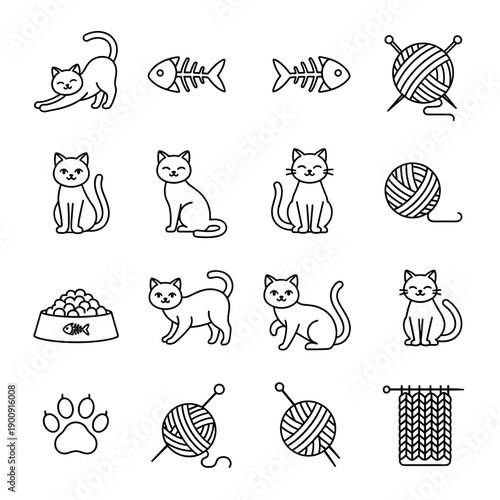Collection of Cute Cat and Pet Related Icons