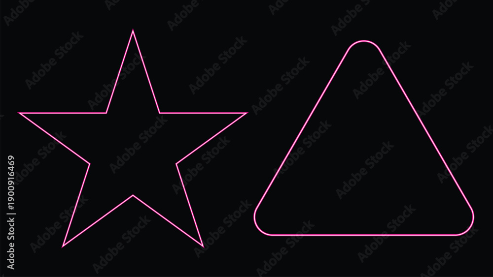 Obraz premium Pink star and triangle shapes on black background