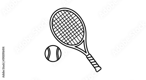 Detailed Tennis Racket with Ball for Sports Promotion