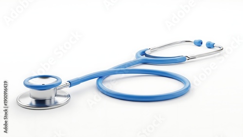 Blue stethoscope on white background medical tool for doctors