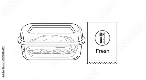 Prepared Meal Container and Menu Guide Illustration