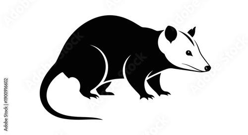 Side profile of an opossum walking silhouette