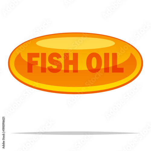 Fish oil tablet vector isolated illustration