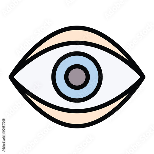Eye, Visible View Vector Icon, User Interface Related Lineal Colour Style Vector Icon.