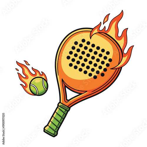 Flaming Padel Tennis Ball in Motion